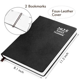 Kesote A4 2025 Planner Daily Weekly Monthly Yearly Planner Agenda 2025 Schedule Organizer for Business School Journal Notebook, Black