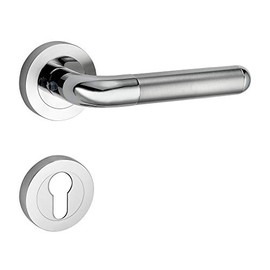 Design Handle Set Angel | Quick Assembly Screw Rosette Look | Fixed Rotating Storage | Stainless Steel Matte/Polished Stainless Steel (Profile Cylinder (PZ))