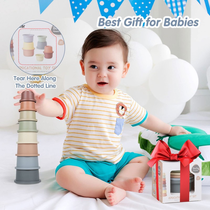 Stacking Cups Baby Toy 6-12 Months, Toddler Nesting Playset for