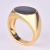 LIOYSIUT Black Onyx Ring for Men 18K Yellow Gold Over