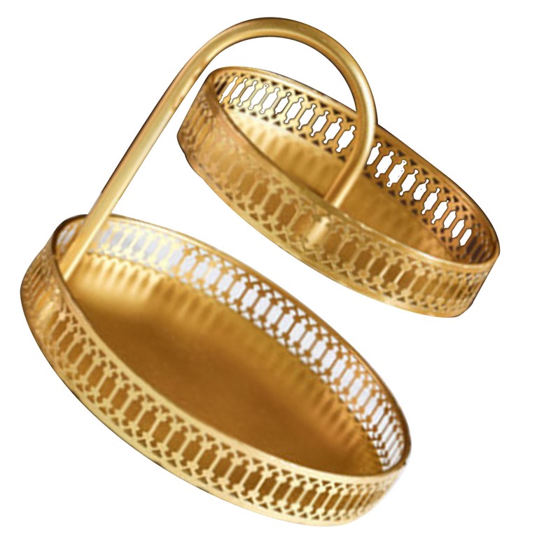 Double Layer Pastry Tray Decorative Copper Gold Biscuits Dessert Display