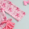 Infant Baby Girl Swimsuit Bow Print Long Sleeve Zipper One