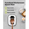 PWHINGN Funny Let's Cook Ceramic Patterned Fork Spoon Rest, White