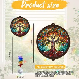 Memorial Gifts Tree of Life Suncatcher with CrystalSympathy Gift for Loss of Loved One, Bereavement Gifts Window Hanging 3.9" with 7.8" Chain, Remembrance Ornament for Grief Comfort,Willow Tree Decor