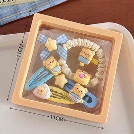 6 Pieces Cute Hair Clips Creamy Bear Hair Accessories and Scrunchies Set, Fashion Hair Accessories for Girls, Hair Clips Set, Non-Slip Metal Snaps