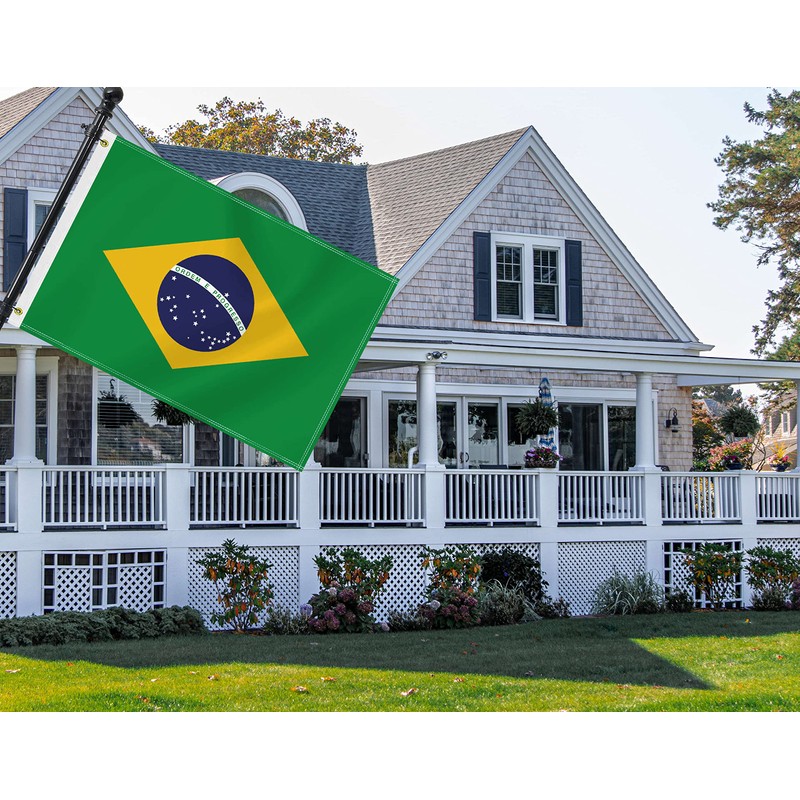 2×3 FT Brazil Flag,Medium 60×90 CM Brazilian Outdoor Banner,100D Decor,Doube