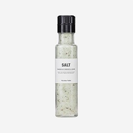 Nicolas Vahe Sea Salt with Parmesan and Basil, Ceramic Salt & Herb Mill, Danish Design with Gourmet Twist, 320 g