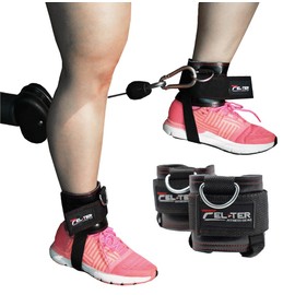 FELTER FITNESS Grilletes Para Tobillo Gym Con Talonera, Correas Tobillo para Máquinas de Cable