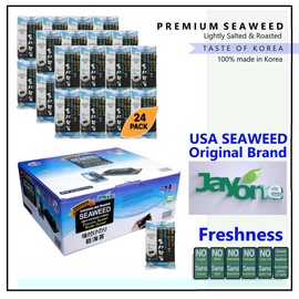Korean Traditional Roasted Seaweed Snack, Lightly Salted Nori, Dried Seafood Snack (Small Pack 48)