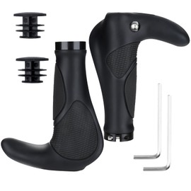 NIXRET Bicycle Grips, Ergonomic Bicycle Handlebars, Non-Slip Handlebar Grips with Two Side Lock, 1 Pair of Bicycle Grips for 22 mm Bicycle, Mountain Bike, Road Bike (Black)