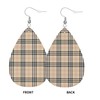 MIOAOSRT Traditional Plaid Earrings Scottish Tartan Faux Leather Earrings Leaf