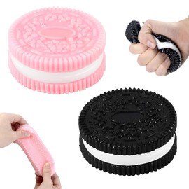 Juguete de Alivio de Estrés, Paquete de 2 Juguete Sensorial para Aliviar el Estrés y Ansiedad, Taba Squishy de Galletas Juguetes Sensorial para Niños y Adultos(Negro y Rosa)