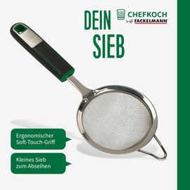 CHEFKOCH Sieve Diameter 10 cm - Perfect for Straining Smaller Quantities (Flour, Sugar & Co) - Rustproof Stainless Steel in a Modern Look - Ergonomic Handle for Effortless Sieving