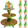 3 Tier Jungle Safari Cupcake Stand with 24 Cupcake Toppers