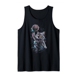 Basketball Cat Kitten Slam Dunk Sports Fan Gifts Graphic Tee Tank Top