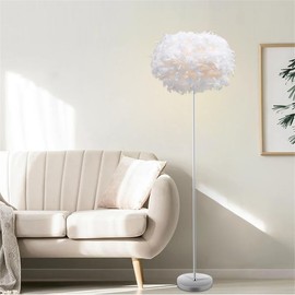 55INCH Height Floor Lamp, Firebird Feathers Floor Lamp with White Feather Shade,Standing Light for Bedroom,Dining Room,Living Room,Study,Studio,Kid's room,Girl's room,Apartment(Excluding E27 Bulb)