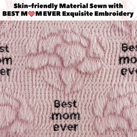 Best Mom Ever Pillow Cover Gifts for Mom from Daughter and Son, Mothers Day Pillow Covers 18x18 Pink Carnation Embroidered Soft Plush Faux Fur Pillowscase for Mother Birthday Gifts