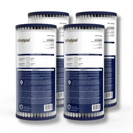 Whirlpool 10" x 4.5" Whole House Water Filter WHKF-WHPLBB, Full Case of 4 Pleated Filters, NSF Certified 20-Micron Rating Reduces Sediment, Fits Most 4.5 inch Diameter Standard Water Filter Housings