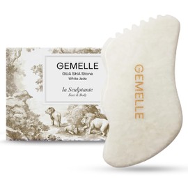 GEMELLE White Jade Gua Sha Tool | 10x Award Winner | Pure Jade Gua Sha Stone, Face Sculpting Tool, Gua Sha Facial Tools, Lymphatic Massage, Body Gua Sha Tool, Guasha Tool for Face | Gifts for Women