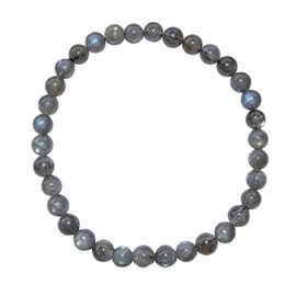 Labradorite Bracelet Ball Diameter 6 mm A * Good Quality of Madagascar and Exquisite Blue Shimmer. (3857)