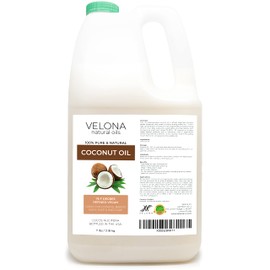Coconut Oil 76 Degree by Velona - 7 lb | 100% Pure and Natural Carrier Oil | in jar | Refined, Cold Pressed | Skin, Face, Body, Hair Care | Use Today - Enjoy Results