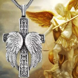 Fashion Jewelry LARGE 2" ANGEL WING CROSS ARCHANGEL Pendant  22" 925 Sterling Silver Necklace