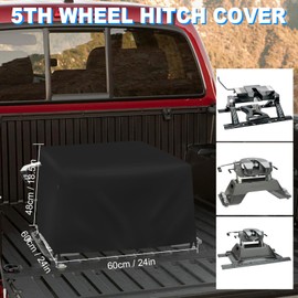 5th Wheel Hitch Cover, Fifth Wheel Covers Compatible with 15K-26K Wheel Hitch,600D Heavy Duty Fabric Waterproof & Dustproof, 38*33*21in, Black