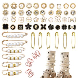 98 Pcs Shoes Charms Pins for Sneakers Socks,Junk Socks Charms Pins Kit for Women DIY Bling Safety Pins,Brooch Pins Buttons for Clothes,Pearl Rhinestone Pin,Sock Jewelry,Shoes Pins,Hats,Skirts Pins