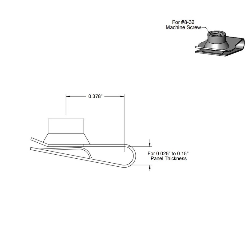 #8-32 Stainless Steel U -Style Clip-On Nut,U-Type Fasteners (Pack of