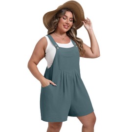 OLRIK Plus Size Jumpsuit For Curvy Women Dressy Rompers For Summer 2024 Gray Blue-3X