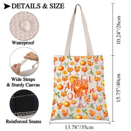 PLITI Aperol Spritz Gift Aperol Spritz Summer Drink Cocktail Gift Aperol Queen Tote Bag Cocktail Party Supplies For Friend (Aperol queen TGU)
