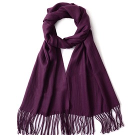 GERIINEER Winter Long Wool Soft Warm Tassel Scarves for Women Men Ladies 20 Solid color Scarfs Women Men Shawls and Wraps (Purple#1)
