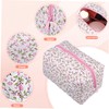 Healeved Floral Makeup Organizer Bag Portable Toiletry Case Zipper Closure