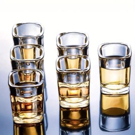 GLLifeStyles 6 Piece Shot Glass Set, Wine, Spirits, Tequila, Bar Shot Glass Set, Square Glass