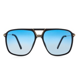 FAA'N Retro Vintage Square Aviator Sunglasses for Men Polarized Sunglasses Women Trendy Sun Glasses(Blue)