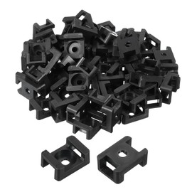 sourcing map 250pcs Cable Tie Base Saddle Type Mount Wire Holder, 22.3x15.9x9mm Wire Clips Organizer Holders Clamps for Electronic Wires Organized, Black 0.17" Dia