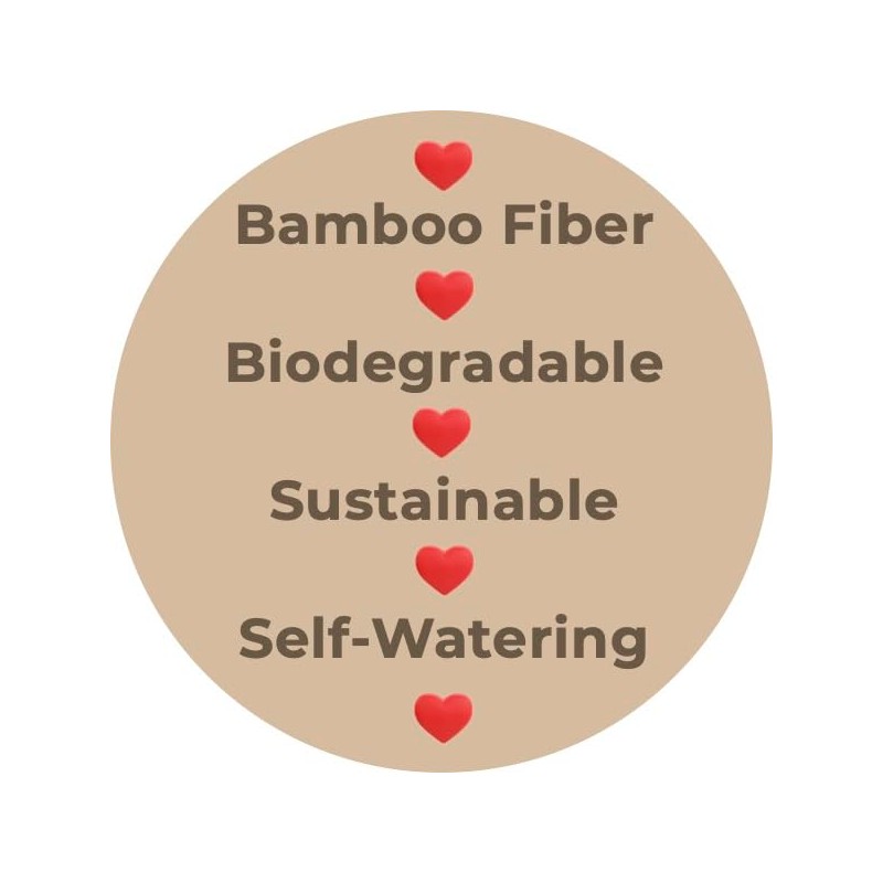 7 Inch Self-Watering Bamboo Planter (Sage Green) - Round -