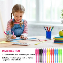 Nurhore Invisible Ink Pen, 14 Pcs Spy Pen for Kids with UV Light, Party Bag Fillers for Kids, Magic Marker for Boys & Girls Writing Secret Message