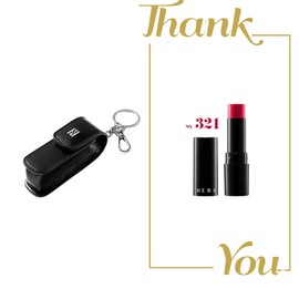 Hera Black Keyring + Hera Sensual Powder Matte Lipstick No. 321 Strawberry Red Mini 1.1g Set / 헤라 블랙 키링+헤라 센슈얼 파우더 매트 립스틱 321호 스트로베리레드 미니 1.1g 세트