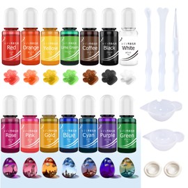[H·K] Resin Coloring Agent Set, High Concentration Resin Liquid Coloring Agent, Dyes for UV Resins, Resin Tool Set, High Coloring Epoxy Resin Pigment, Small Amount, Beautiful Color Effect, 14 Colors x