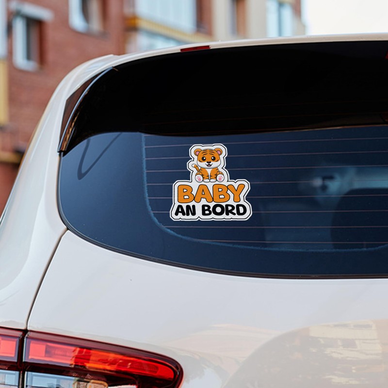 Baby on Board Sticker Car, Baby Tiger Car Sticker, Baby
