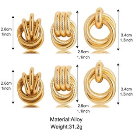 Gold Geometric Statement Earrings Gold Knot Earrings for Women Jewelry Chunky Dangle Drop Earrings (A)