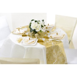 Santex Tischläufer mit Wimpel aus Metall, Sonstiges, Gold, 5 mètres x 30 cm