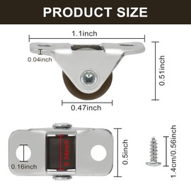 8-Pack Mini Caster Wheels with 16 Screws & Double-Sided Adhesive Pads, 1/2 inch Little Rubber Rolling Wheels, Low Profile Non Swivel Plate Casters Rollers for Furniture, Carts, and DIY Projects