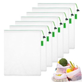 8Pcs Reusable Produce Bags Mesh Grocery Bag Drawstring Netted Mesh Bags for Fresh Vegetable,Toy Storage & Organization Mesh Bags Set - Washable Versatile See-Through Drawstring Bags(36 * 30cm)