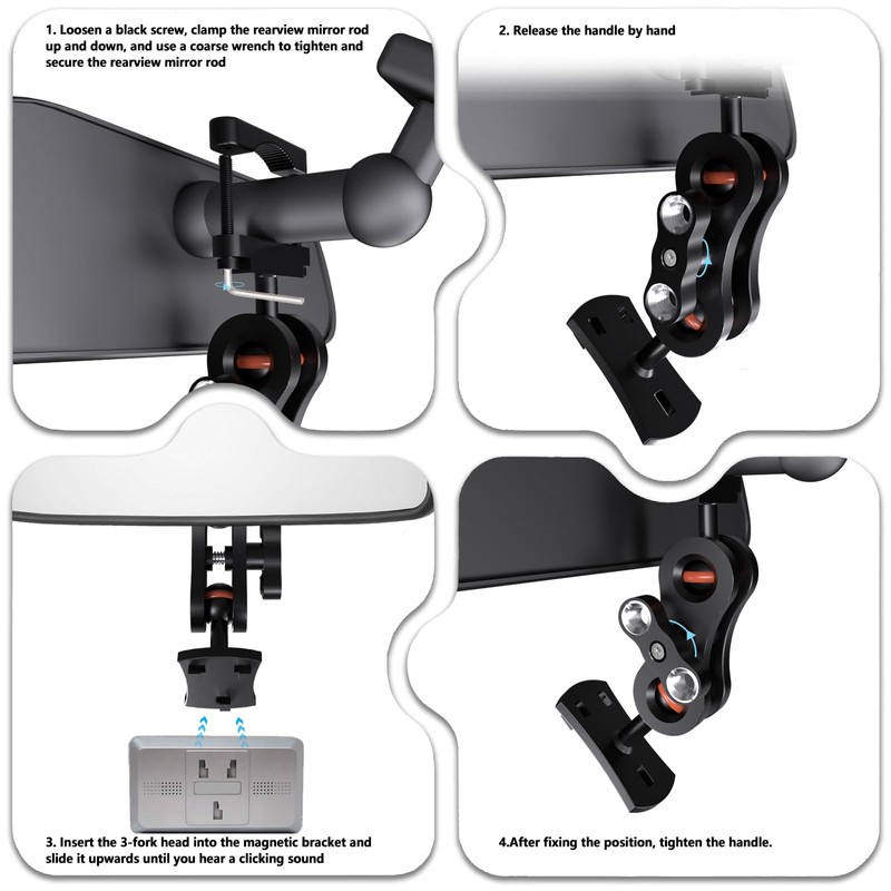 RNVEASS Aluminum Rearview Mirror Mount Kit for Truck GPS Devices,
