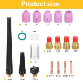 sourcing map 37pcs Tig Torch Kit for WP-9, WP-20, WP-25 with TIG Welding Torch Tungsten Electrode Holder Connector Ceramic Nozzle for Welding Related Equipment