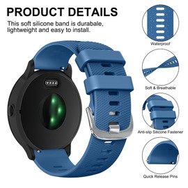 Band Compatible for Garmin Vivoactive5/Vivoactive3 Band/Venu Sq/Venu Sq2/Venu/Venu 2 Plus/Vivomove Sport Replacement Band,20mm Flexible Silica Gel Wristband (Dark Blue)
