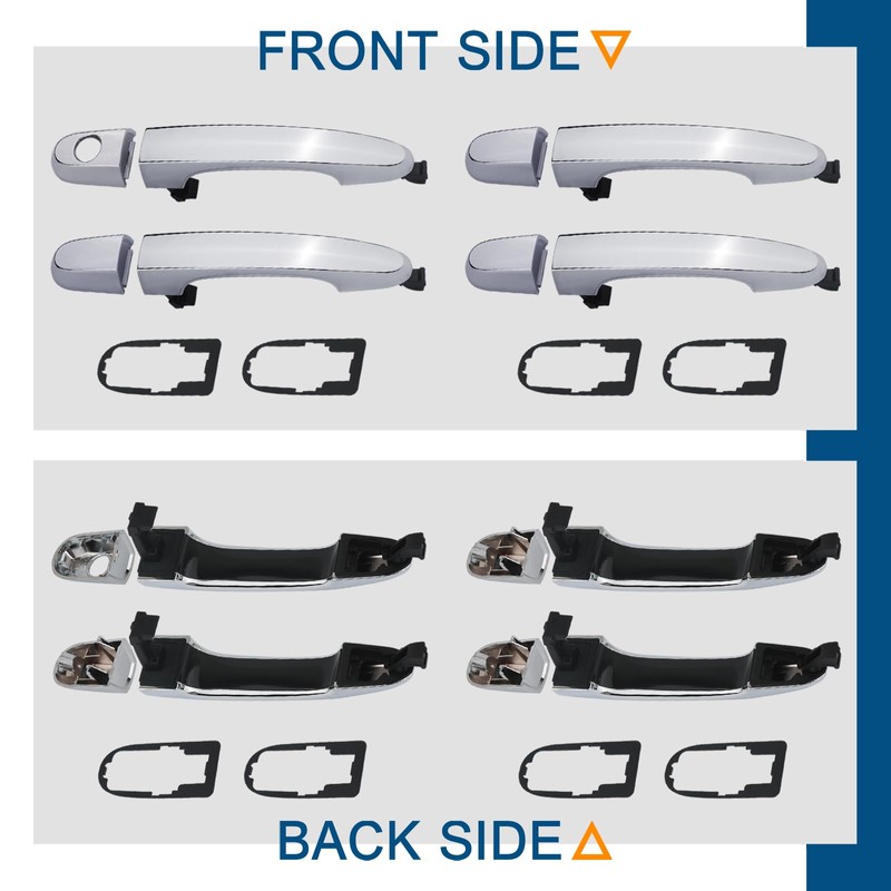 APPERFiT Exterior Door Handle Set 4PCS Chrome w/Gasket Pad Compatible