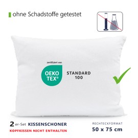Twillie Waterproof Cushion Cover 50 x 75 cm (Set of 2) – Aegis® – Oeko-Tex® Certified – Pillow Protector with Zip – Pillow Protector Cover Breathable, Hypoallergenic, Anti-Mite, Antibacterial
